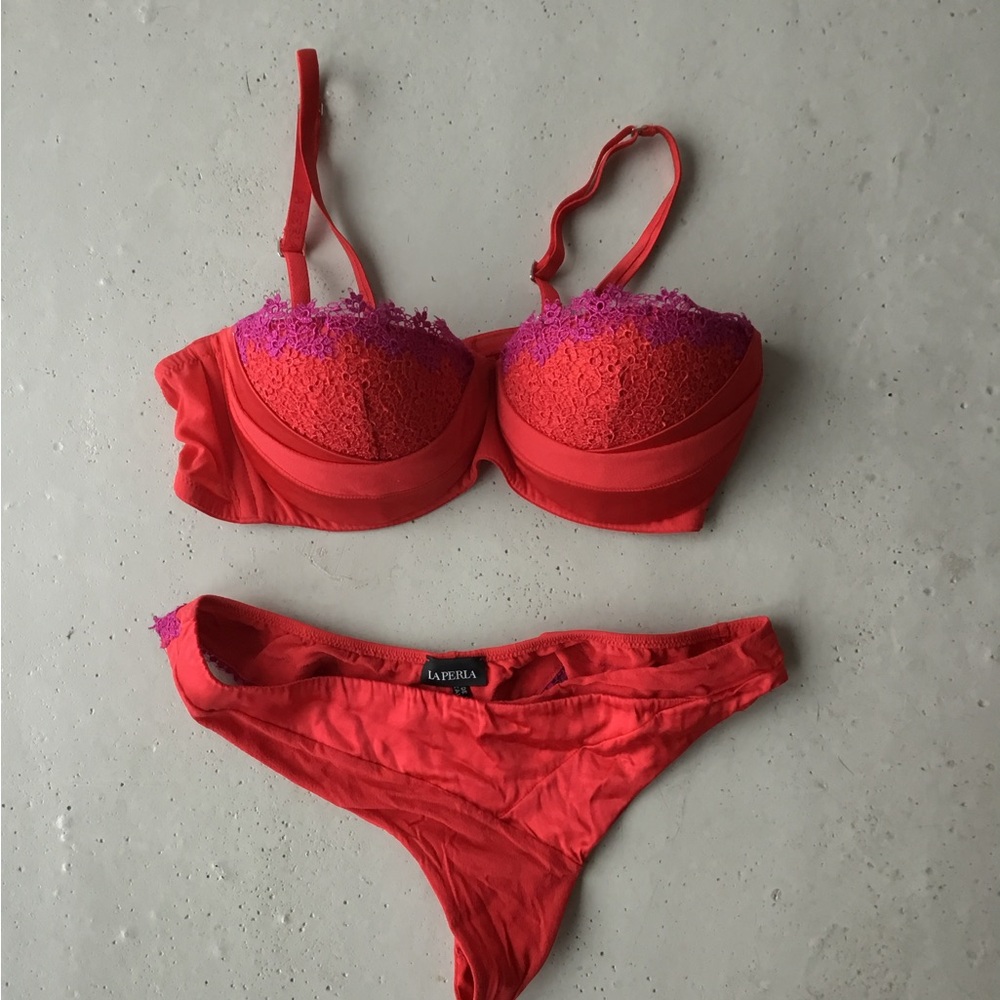 La Perla Red and Purple Lingerie Set